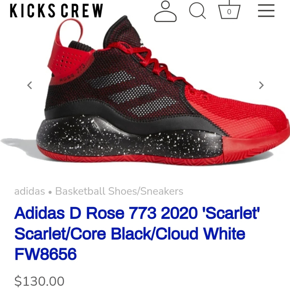 Adidas D Rose 773 2020 Scarlet Core Black Men’s Size 10.5  Basketball Shoes